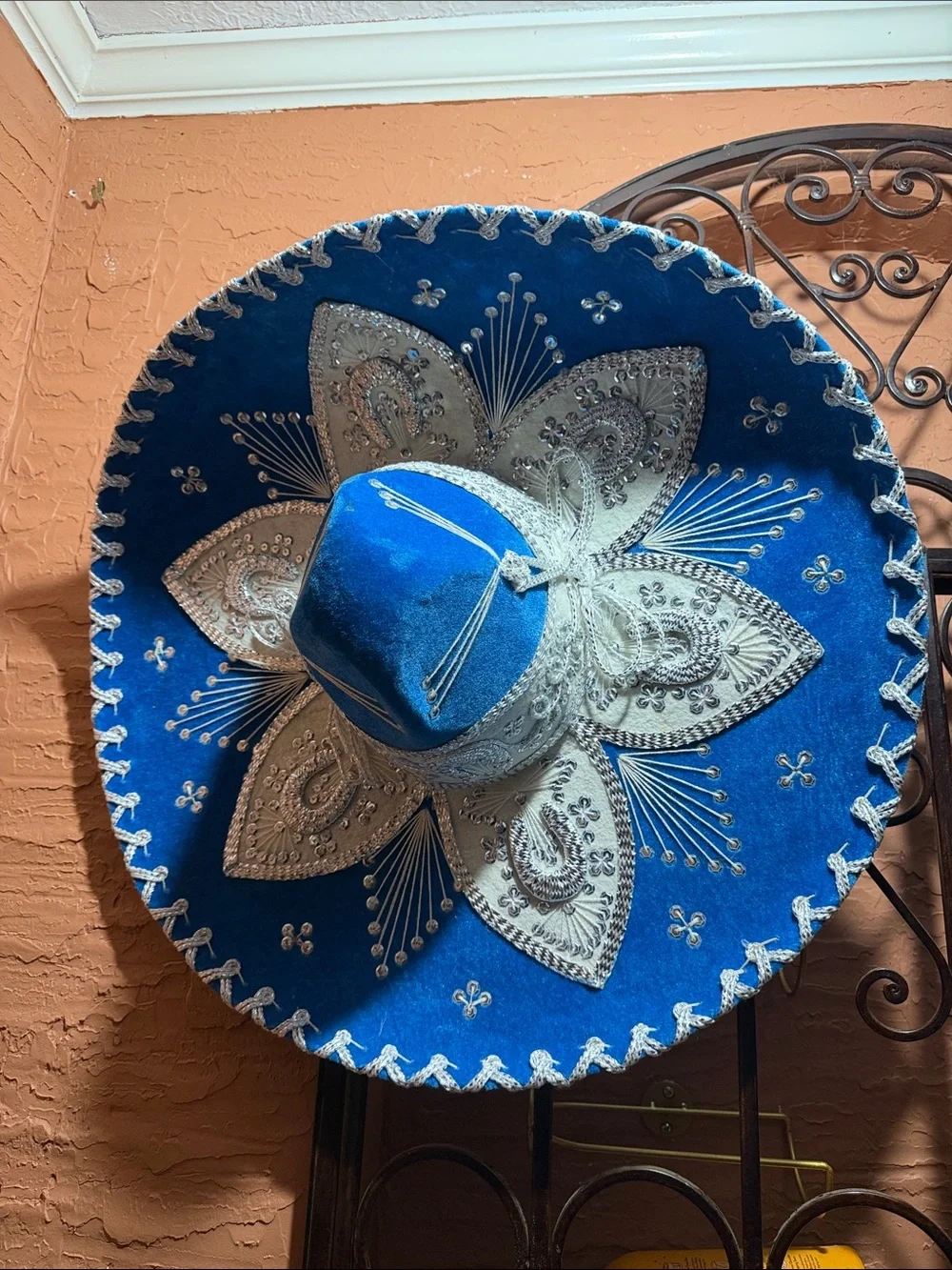 Blue Embroidered Mexican Sombrero - Festive Party Hat